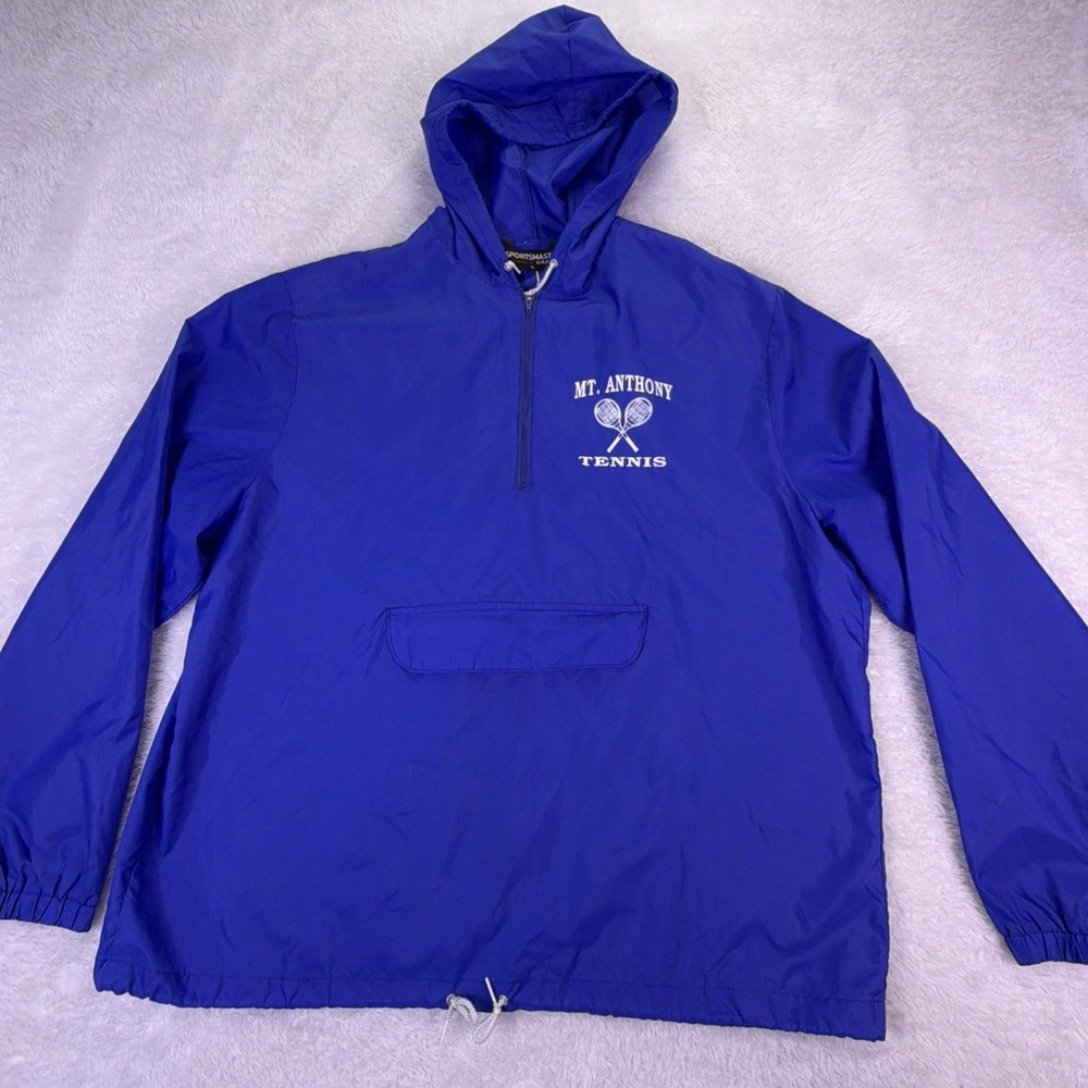 VTG Sportsmaster Mens XL Hooded Wind Breaker Rain Jacket 'MT Anthony Tennis' USA